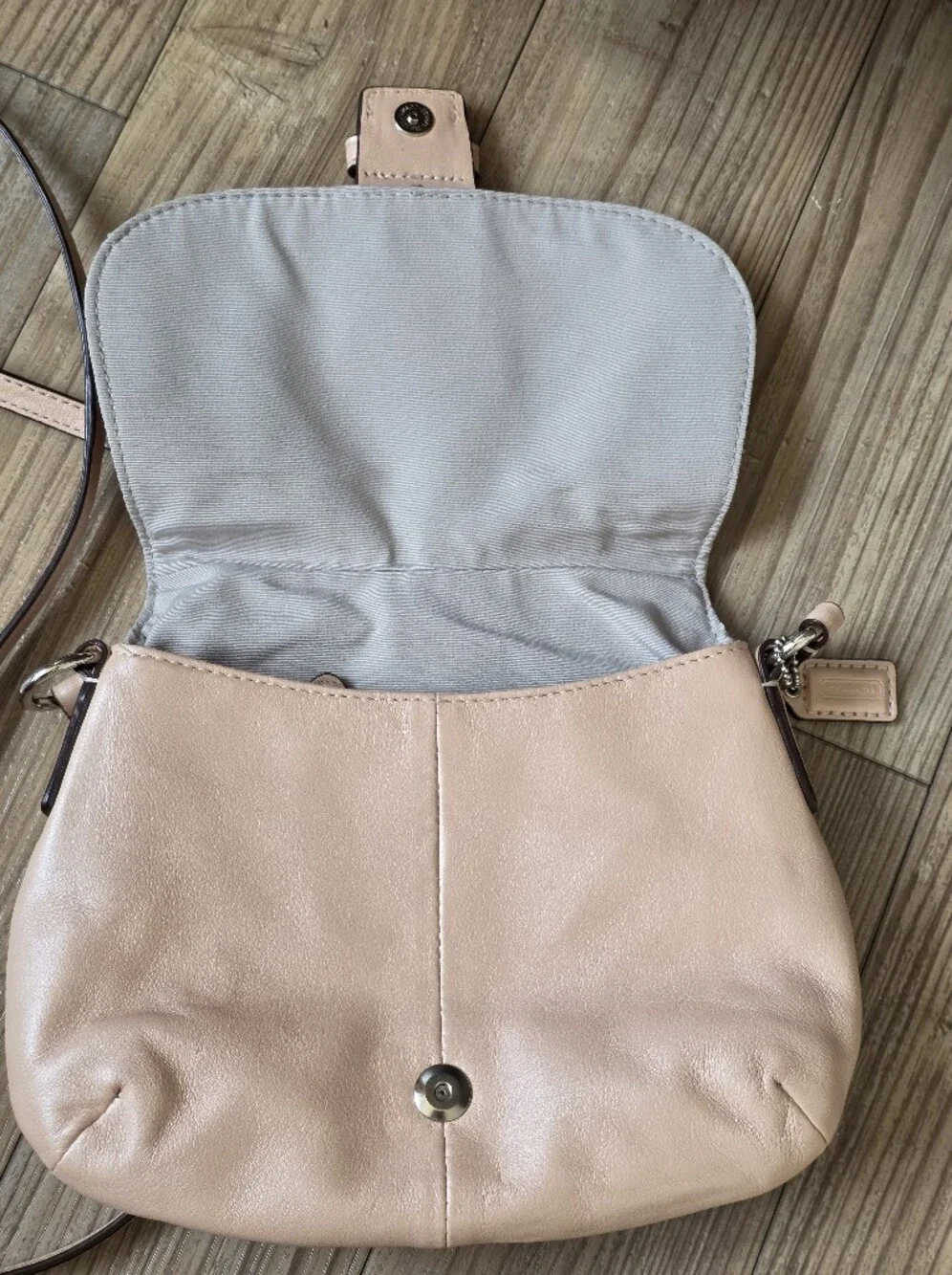 Coach Blush Pink Leather Crossbody with Gold-Tone Buckle
